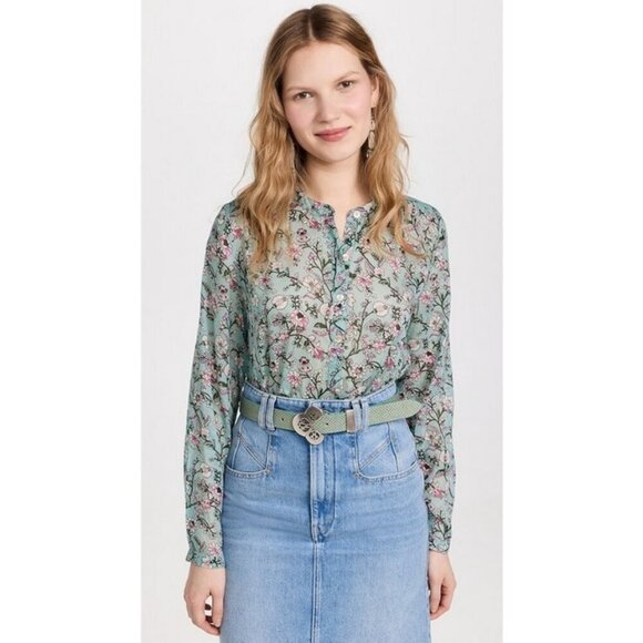 💕ISABEL MARANT ETOILE💕 Maria Blouse ~ Almondgreen Floral Print 34 - Picture 3 of 16